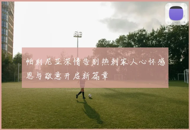 帕利尼亚深情告别热刺家人心怀感恩与敬意开启新篇章